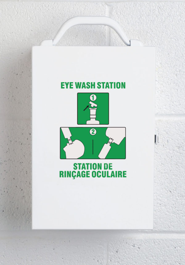 Metal Eye Wash Station w/1 Empty Eye Wash Bottle