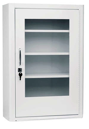 Metal Cabinet - #7 w/Lock & Clear Window Door closed