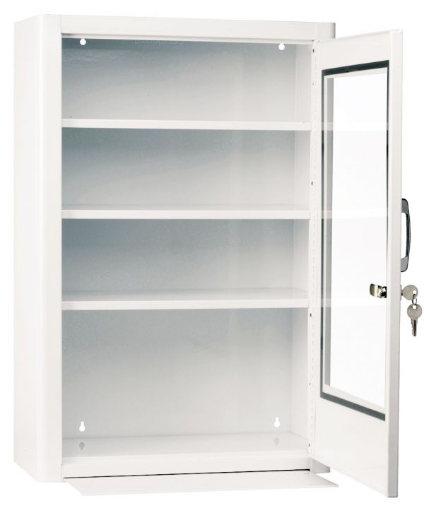 Metal Cabinet - #7 w/Lock & Clear Window Door open