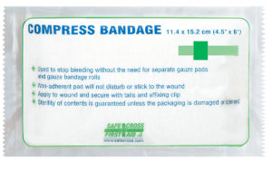 Compress Bandage w/Elastic Tail - 11.4 x 15.2cm