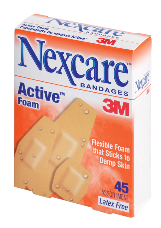 Nexcare Active Foam Bandages - Assorted Sizes (45/Box)