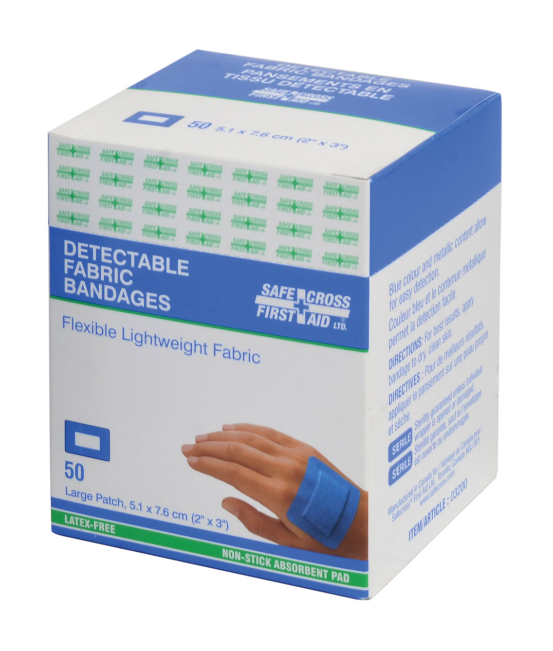 Fabric Detectable Bandages Large Patch 5.1 x 7.6 cm