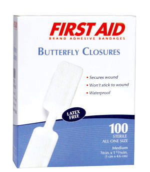 Butterfly Skin Closures - 1 x 4.6cm (100/Box)