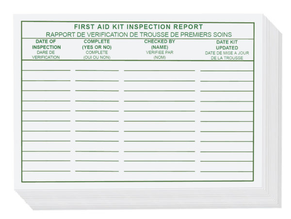 First Aid Inspection Report Cards (25/Pack)