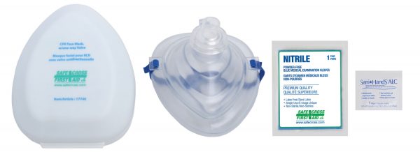 CPR Face Mask w/One-Way Valve, Gloves & Antimicrobial Wipe in Plastic Case