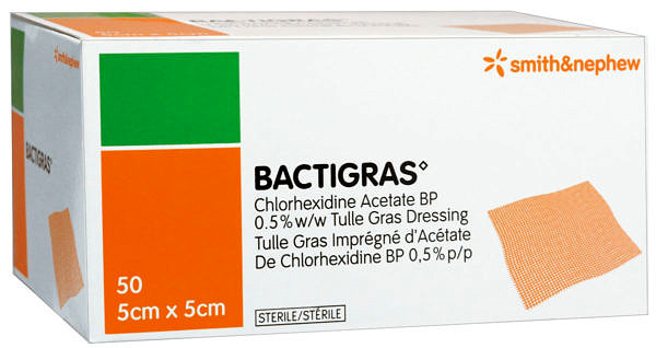 Bactigras Tulle Gras Dressing - 5.1 x 5.1cm (50/Box)