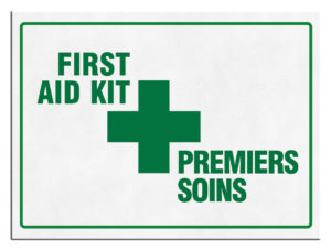 "FIRST AID KIT" Sign (English/French)