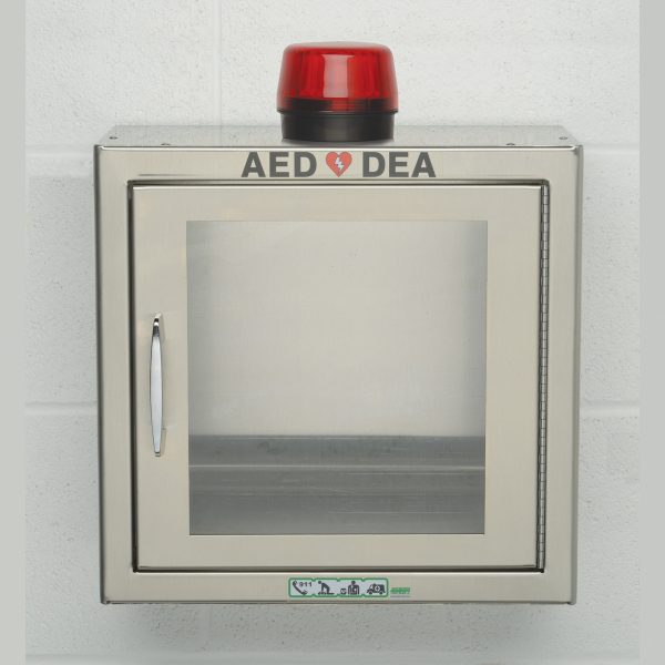 AED - Cabinet - Surface - Stainless w/Alarm & Strobe - 44.5 x 44.5 x 17.8 cm (17-1/2" x 17-1/2" x 7")