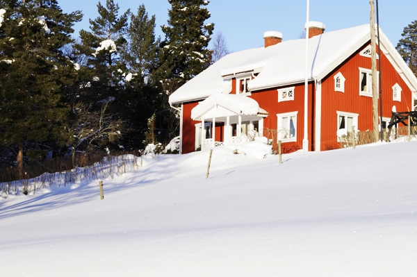 Home covered in snow