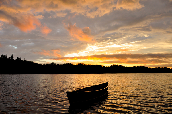 Canoe in sunset