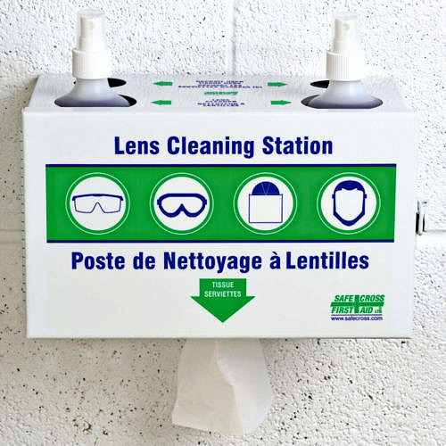 Lens Cleaning Station w/ 2x500 mL Cleaner & 1x300 Tissues - Metal