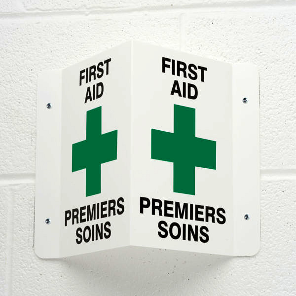 "First Aid" Sign 3D - Plastic (English/French)